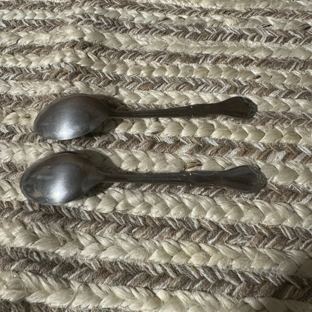 Vollrath Stainless Steel Spoons Japan Floral Pattern Ornate Flatware Set of‎ 2